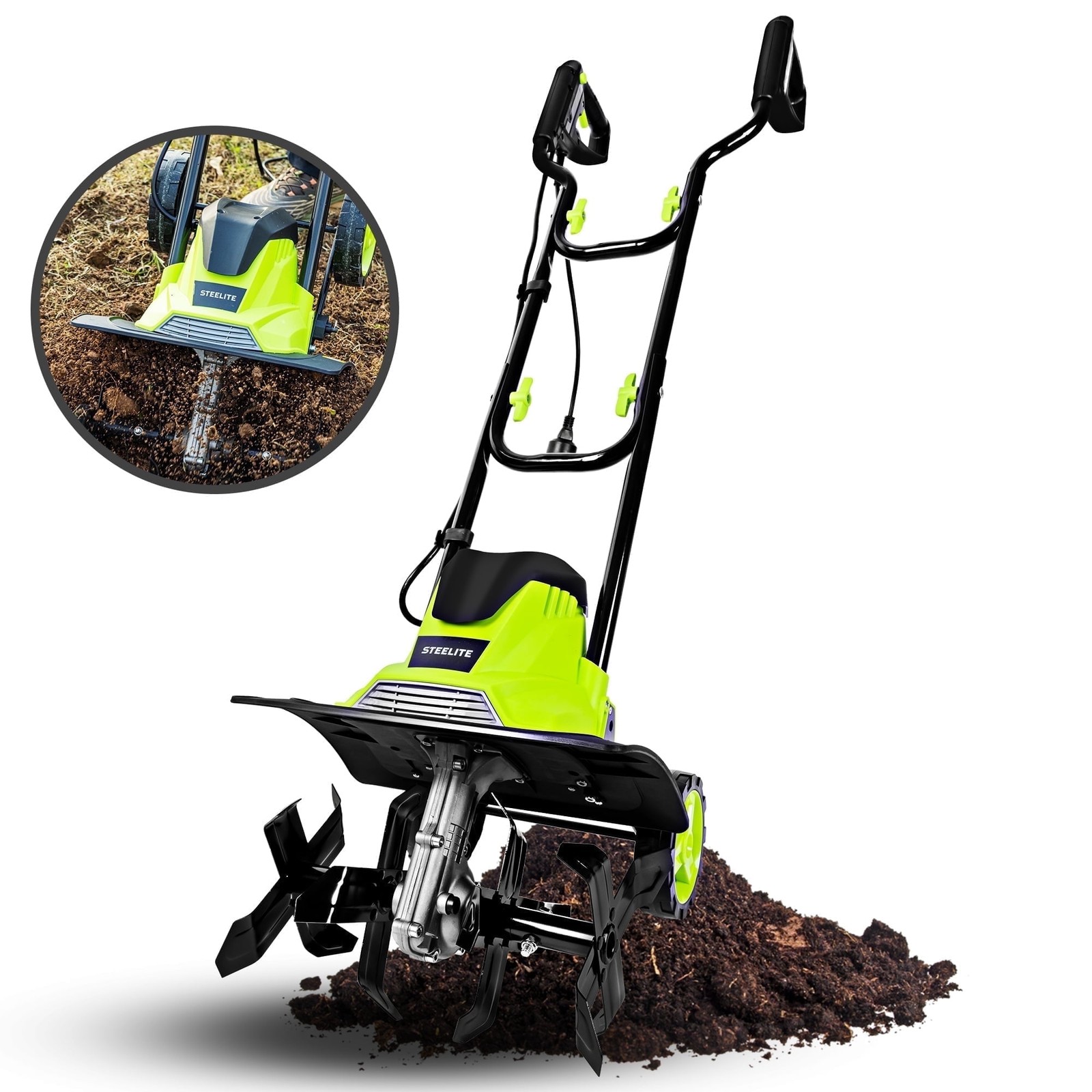 Steelite 10-Amp Electric Corded Tiller Electric Tiller Cultivator 14″ W x 8.7″ D