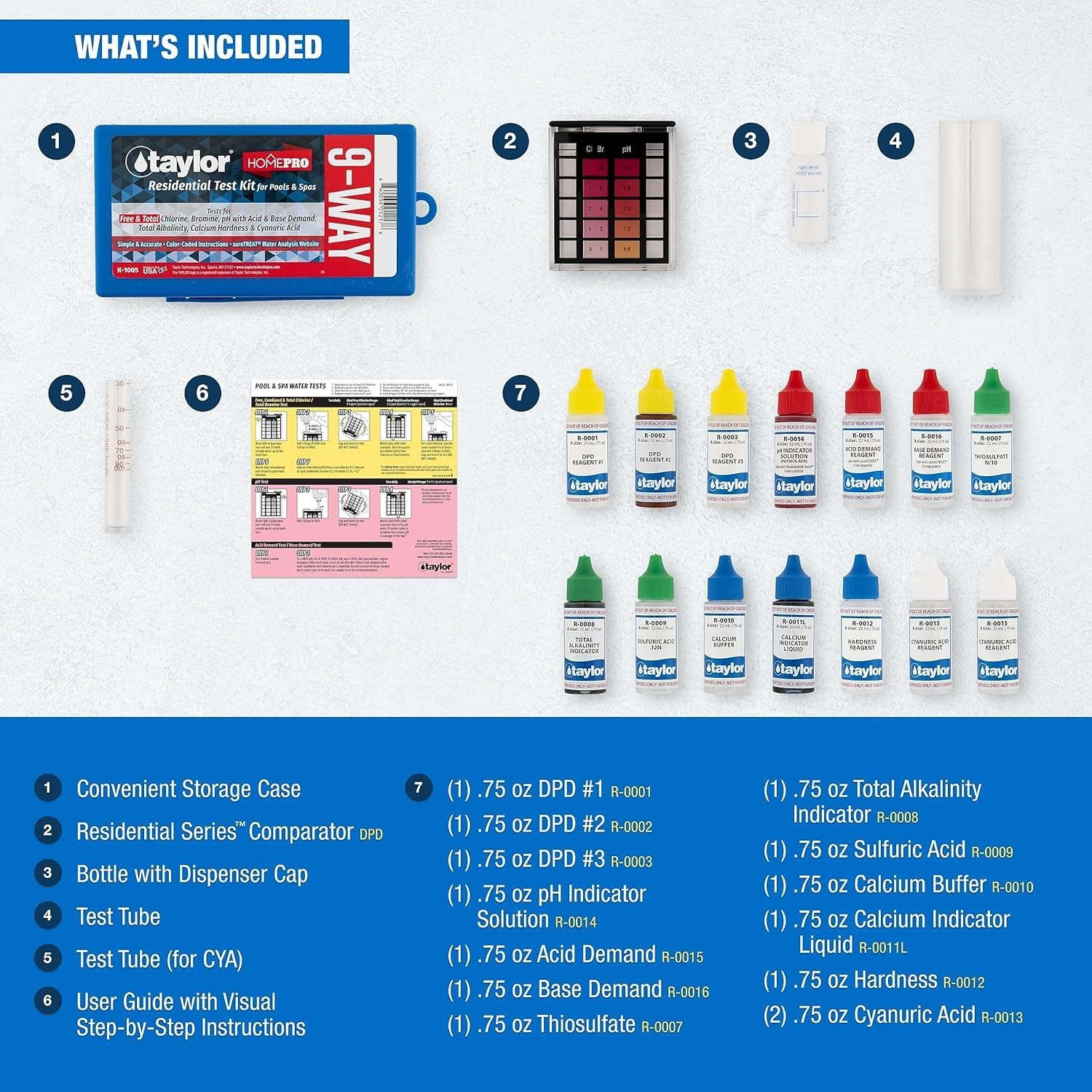 Taylor K-1005 DPD, 9-in-1 Pool Test Kit for Free & Total Chlorine, Bromine,…