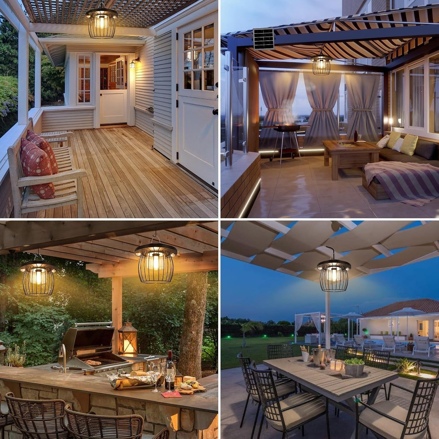 Shed Light Solar Powered Gazebo Lights Outdoor Solar Hanging Lamps Outside for