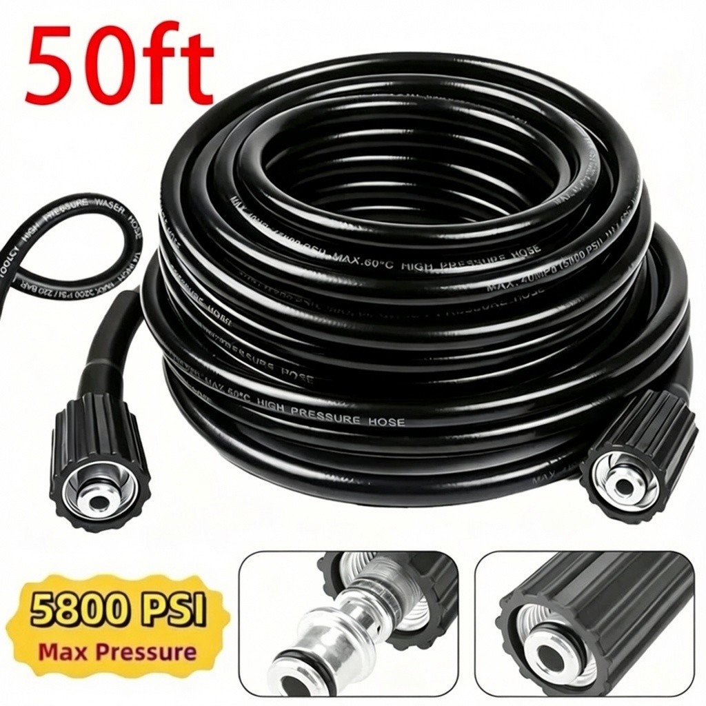 50FT High Pressure Washer Hose 5800 PSI M22-14MM Power Washer Extension Hose