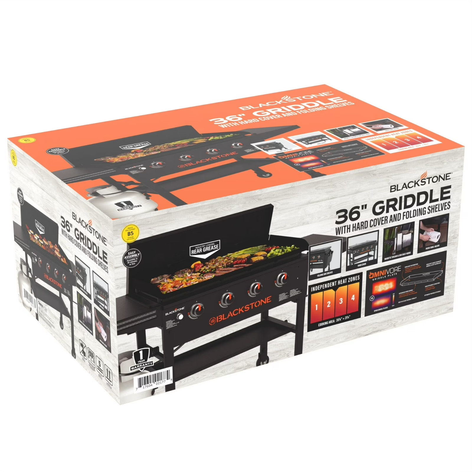 Blackstone Original Outdoor Griddle, 36 Inch 4-Burner Flat Top Grill with Hard C