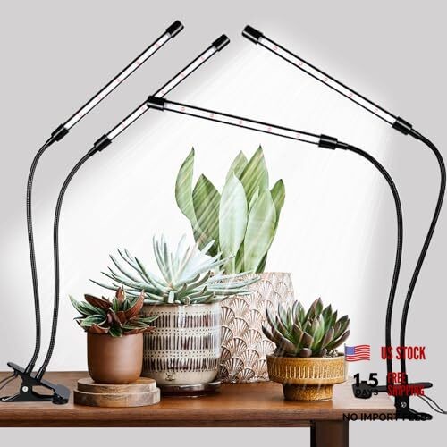 Black Grow Lights for Indoor Plants, 168 LEDs Clip Plant Lights, 2 Head 2 Pack