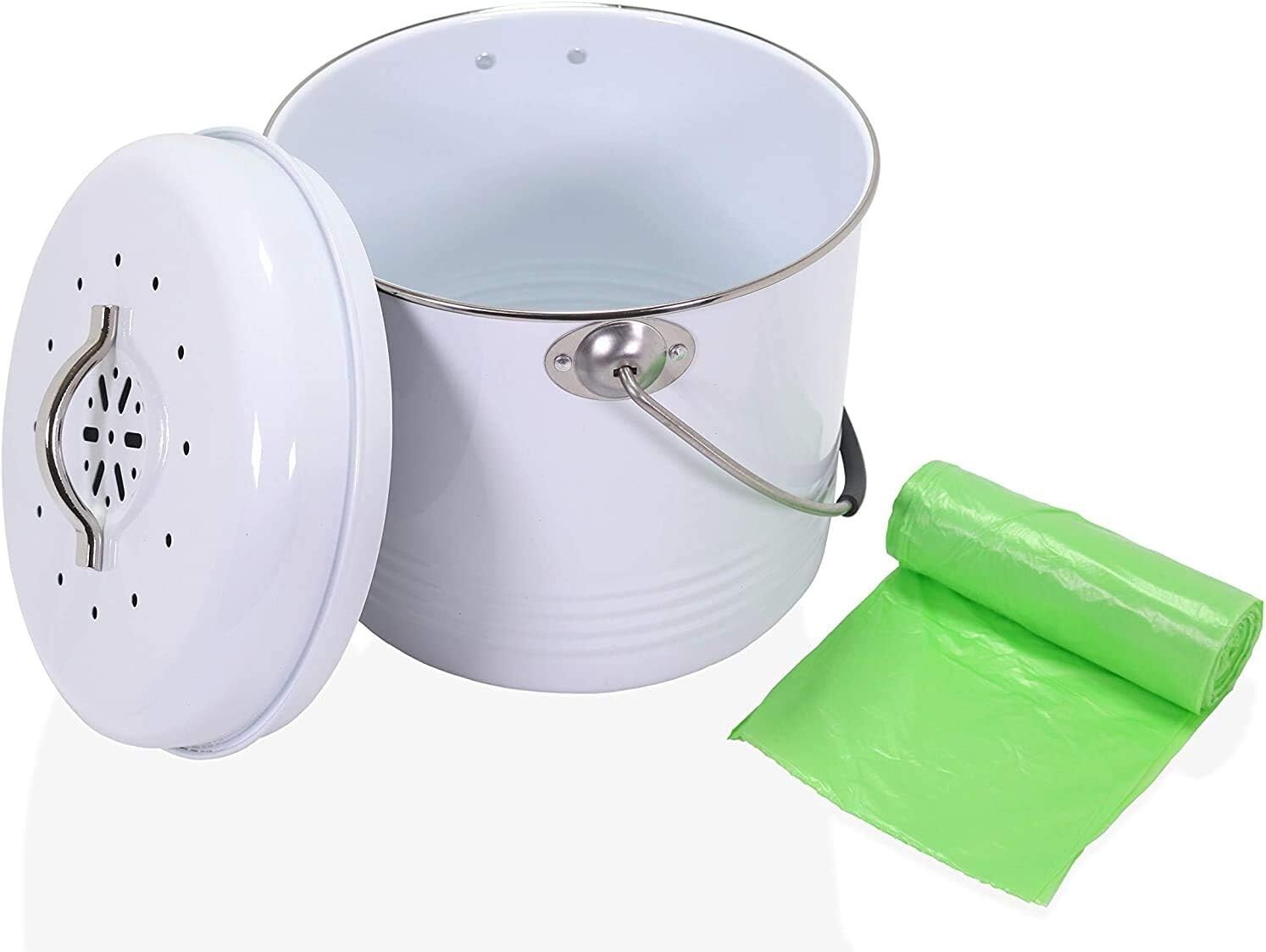 ANBAR 1 Gallon Kitchen Compost Bin Bucket Complete with Silicone Handle Lid
