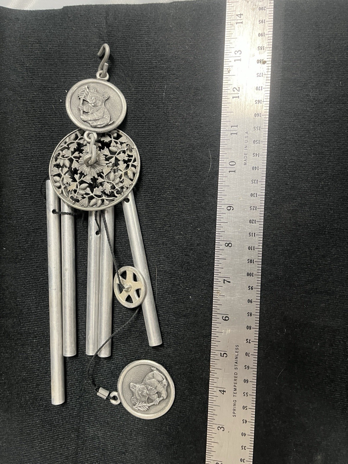 Silver Metal Koala Wind Chime, 13 in Hanging Decor