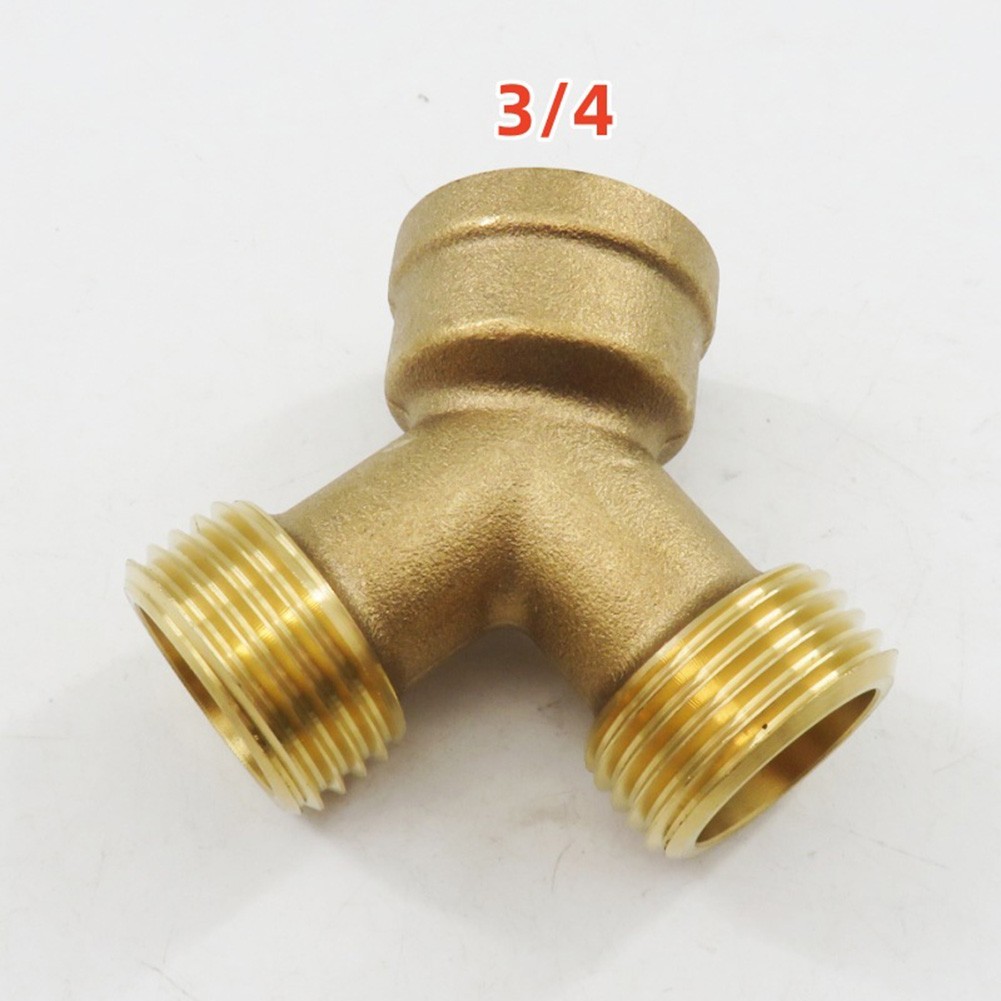 Brass Y Hose Connector 3/4 Dual Outlet for Garden Faucet Water Splitting
