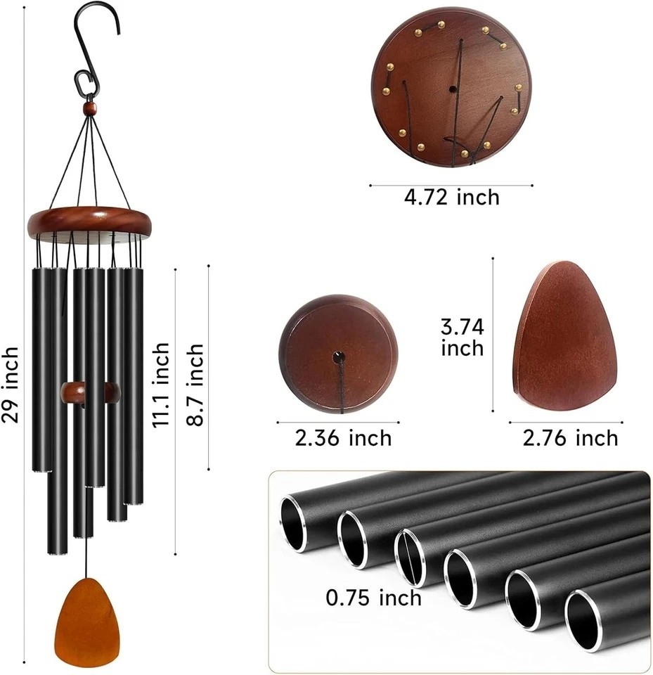 Large Deep Resonance Serenity Wind Chimes Metal Deep Tone Outdoor Home Decor US