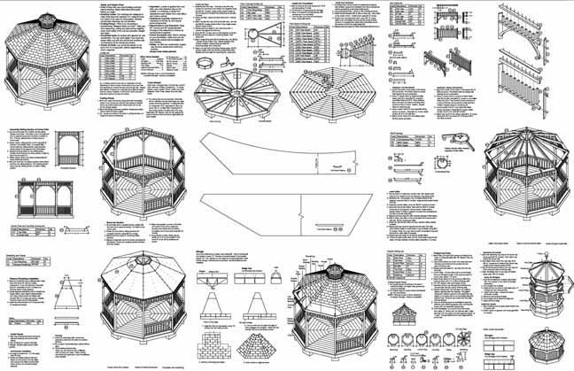 12′ Classic Octagon Gazebo Do It Yourself Plans, Material List Included #10012