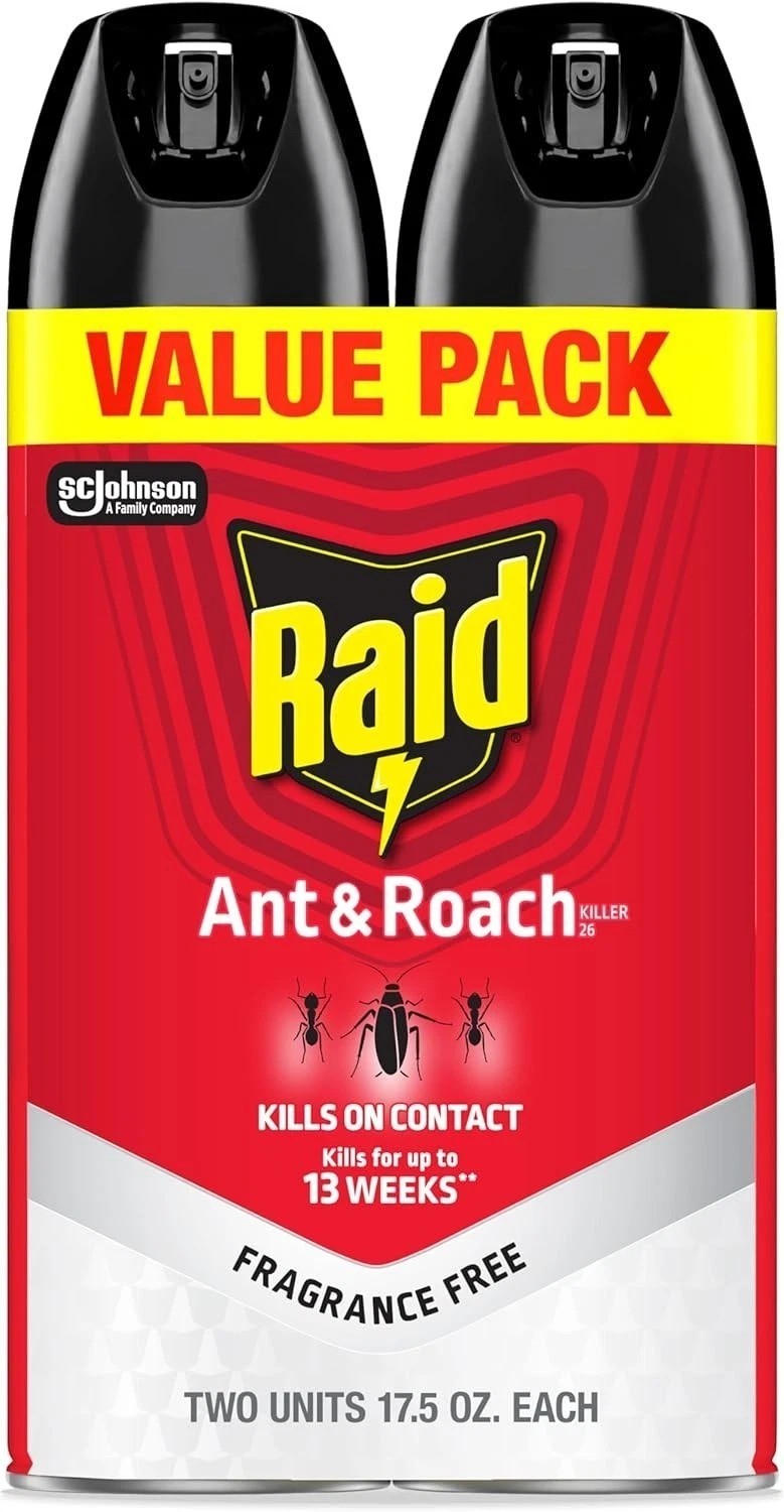Raid® Ant & Roach Killer 26, Fragrance-Free Bug Spray, 17.5 fl. oz. 2 count. New