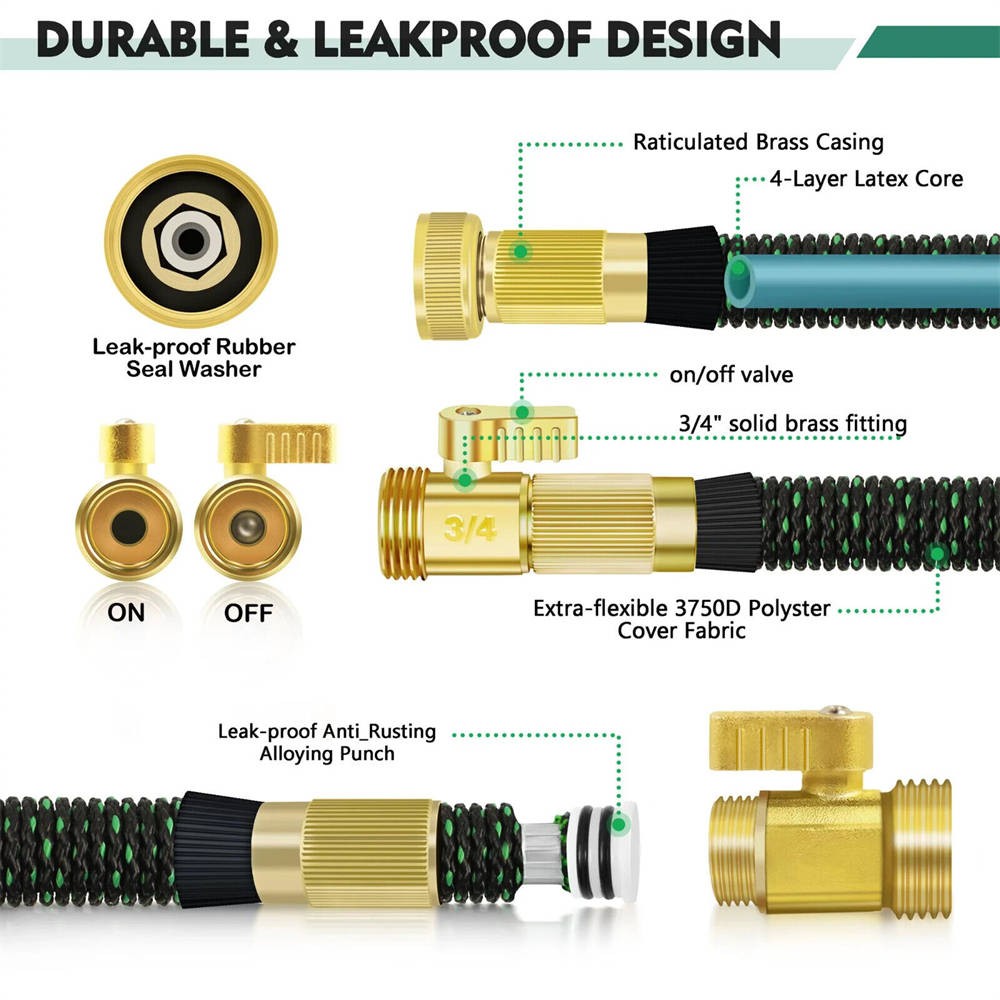 Lightweight Outdoor 3X Expandable Flexible Garden Water Hose 25/50/75/100/150ft