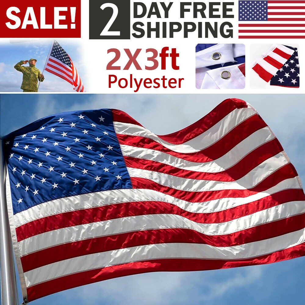 4Pack 2×3 Ft American Flag w/ Grommets-United States Flag-US Flag-USA America.