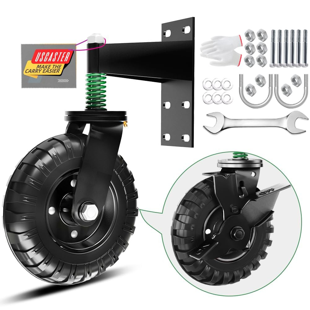 1Pack Gate Wheel with Brake 6Inch Fence Gate Wheel for Metal Tube Gate 360 Degre