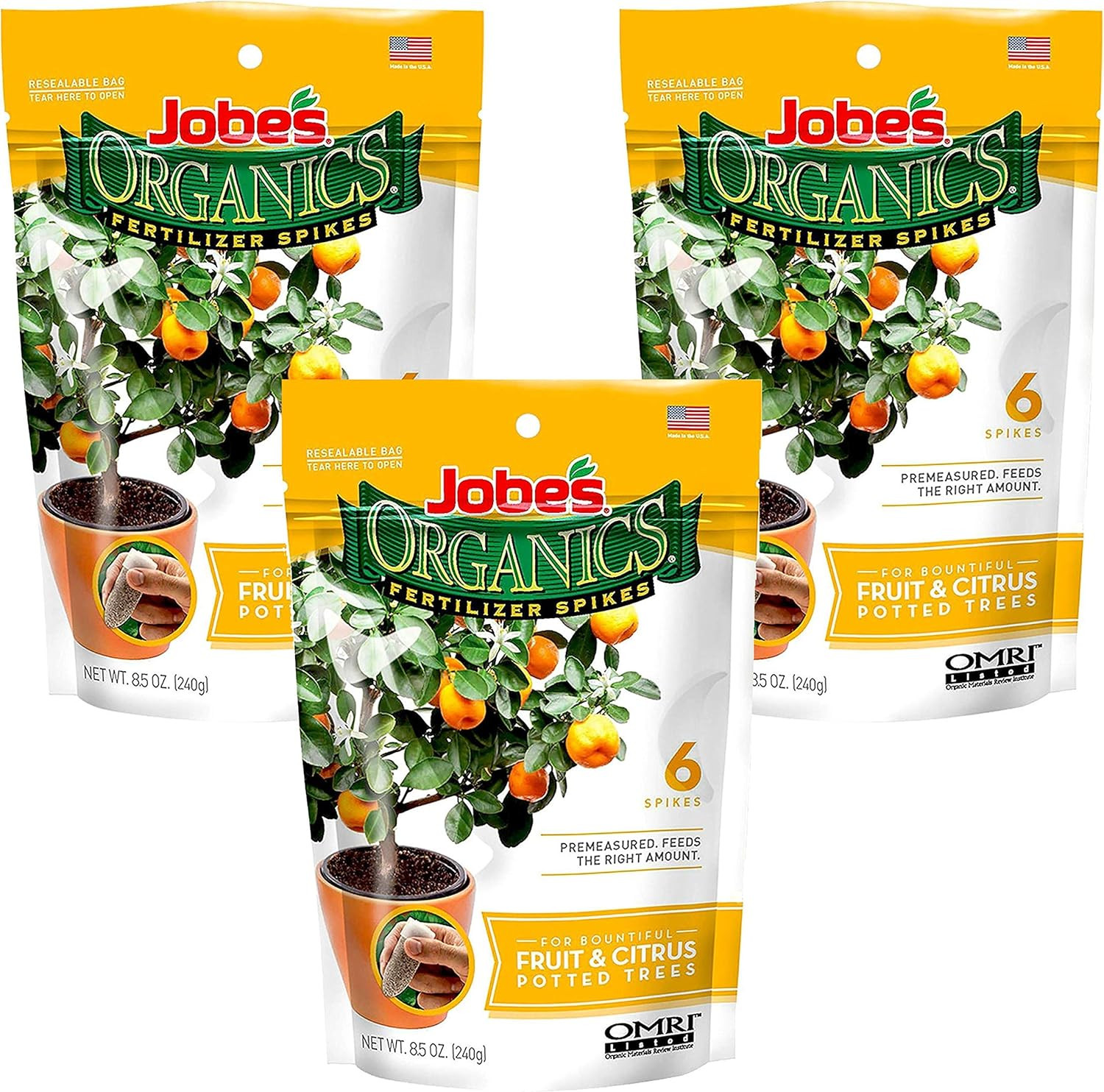 Jobe’S Organics Fruit & Citrus Tree Fertilizer Spikes, 3-5-5 Time Release Fertil