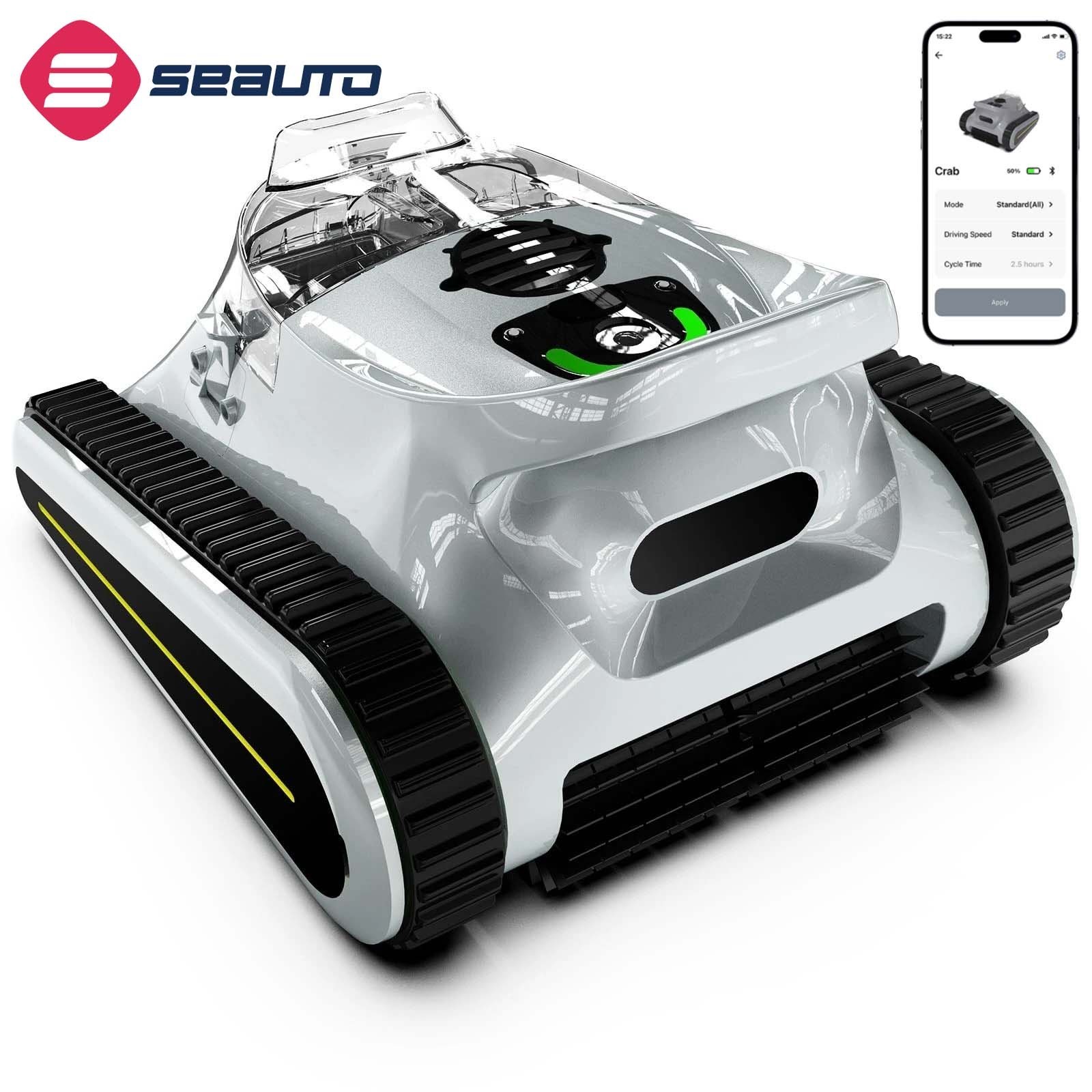 Seauto SAT30 Cordless Robotic Pool Cleaner 3H Wall Cleaning App Support-Gray