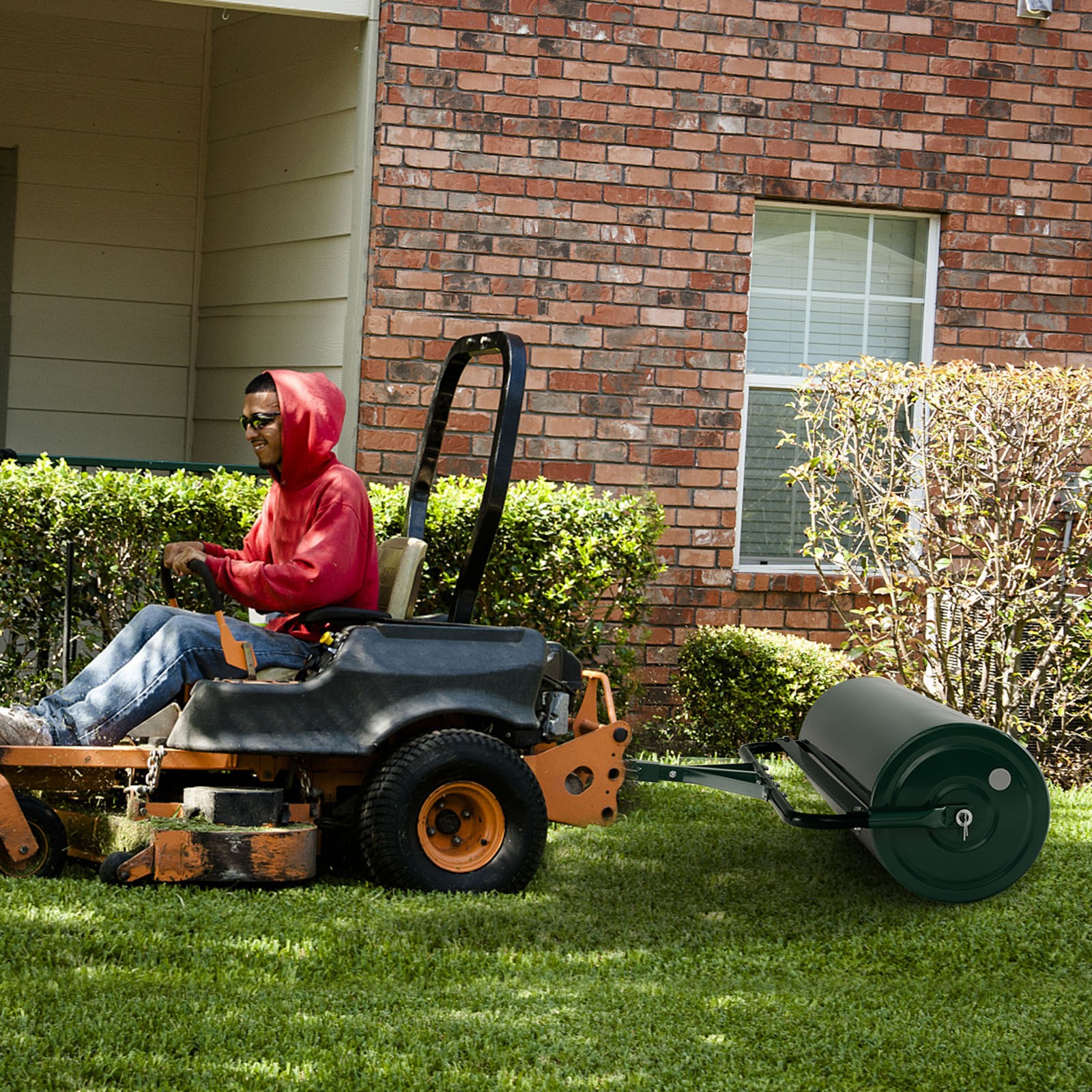 Lawn Roller Push/Tow Behind a Tractor Sod Drum Roller for Garden Yard Park Farm