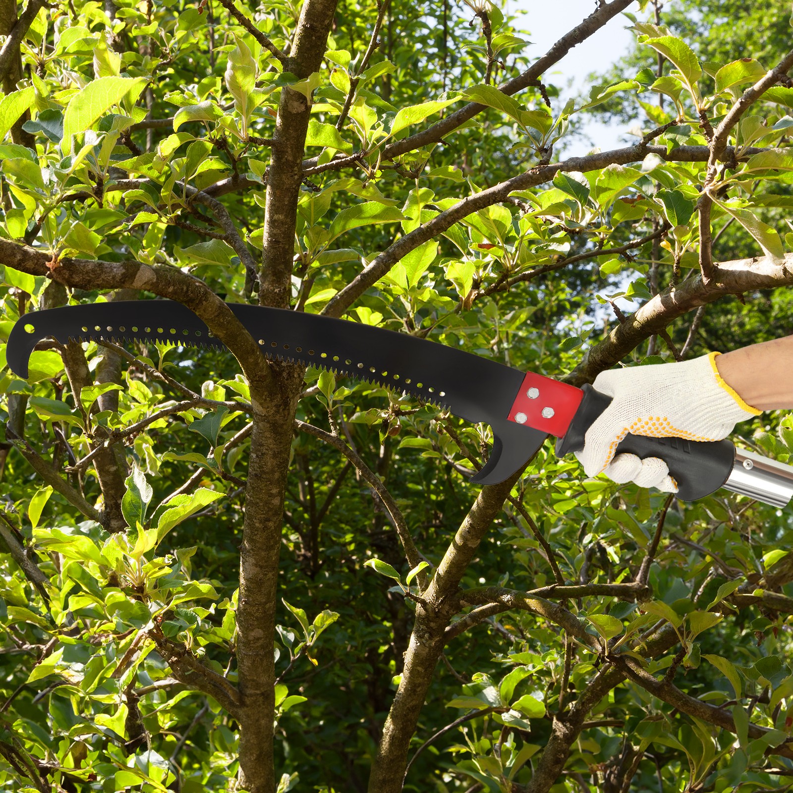 Manual Pole Saw Extendable Tree Pruner 30ft Fiberglass Pole Hook Knife