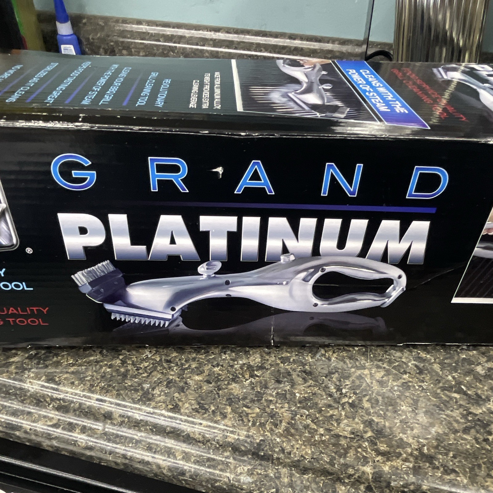 Grill Daddy Platinum Steam-Powered Grill Cleaning Brush Tool, Silver/Black