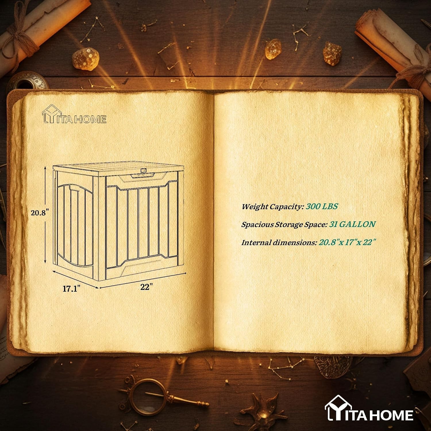 Durable Resin Outdoor Storage Box – 31 Gallon, Lockable