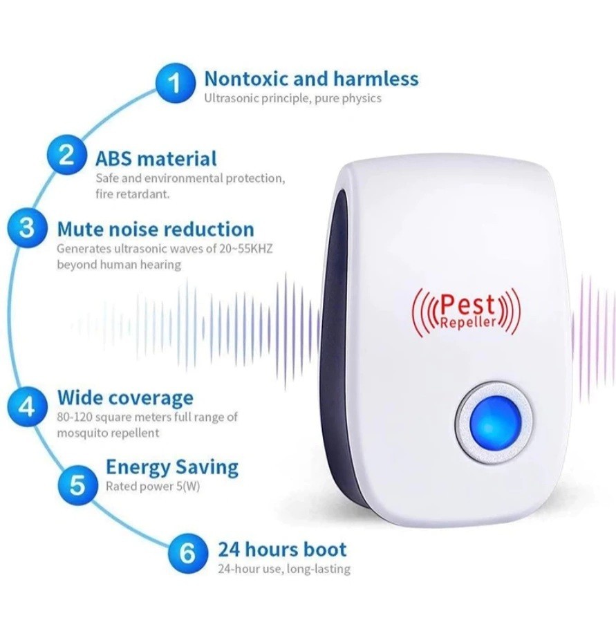 2pcs Plug in Ultrasonic Pest Repellent Control Flea Insects Bugs Rat Mosquitoes
