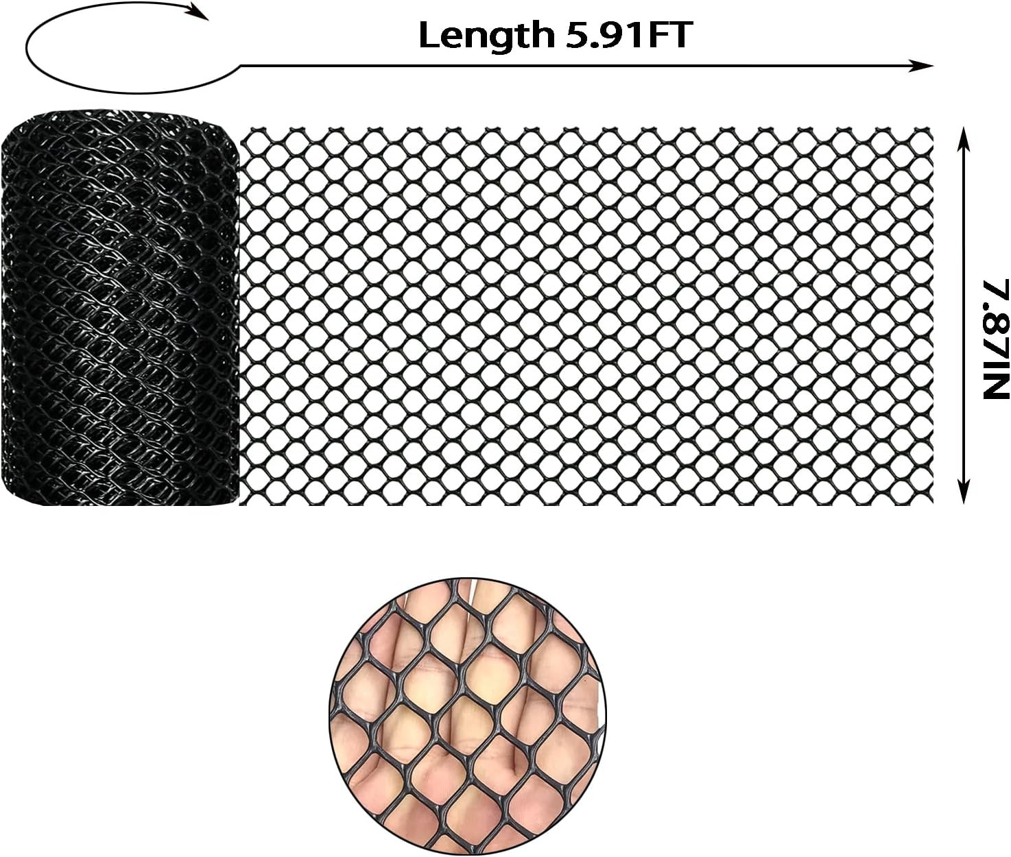 Black Plastic Wire Mesh Fence Plastic Chicken Wire Fence Mesh 7.87IN X5.91Ft Bes
