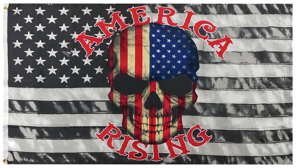 3×5 USA America Rising Black & White USA PUNISHER Skull 100D 5X3 Flag Banner