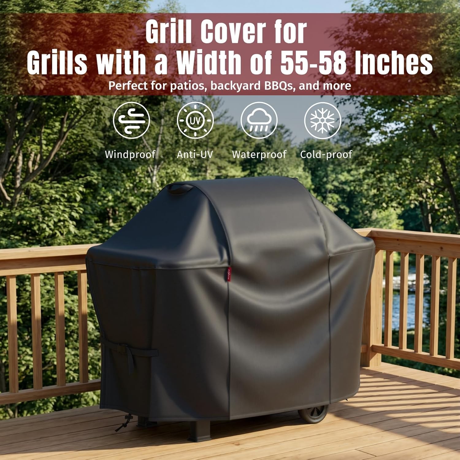 58″ Heavy Duty Waterproof Grill Cover for Weber Genesis II 310 315 330 335 340
