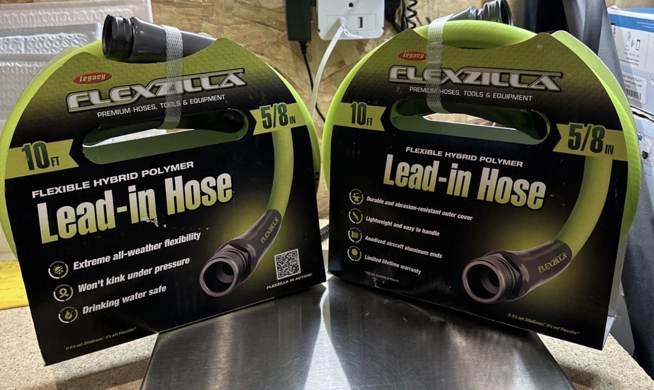 NEW 2 PACK Flexzilla 5/8 in. x 10 ft. Garden Lead-in Hose w/ 3/4in. GHT Fittings