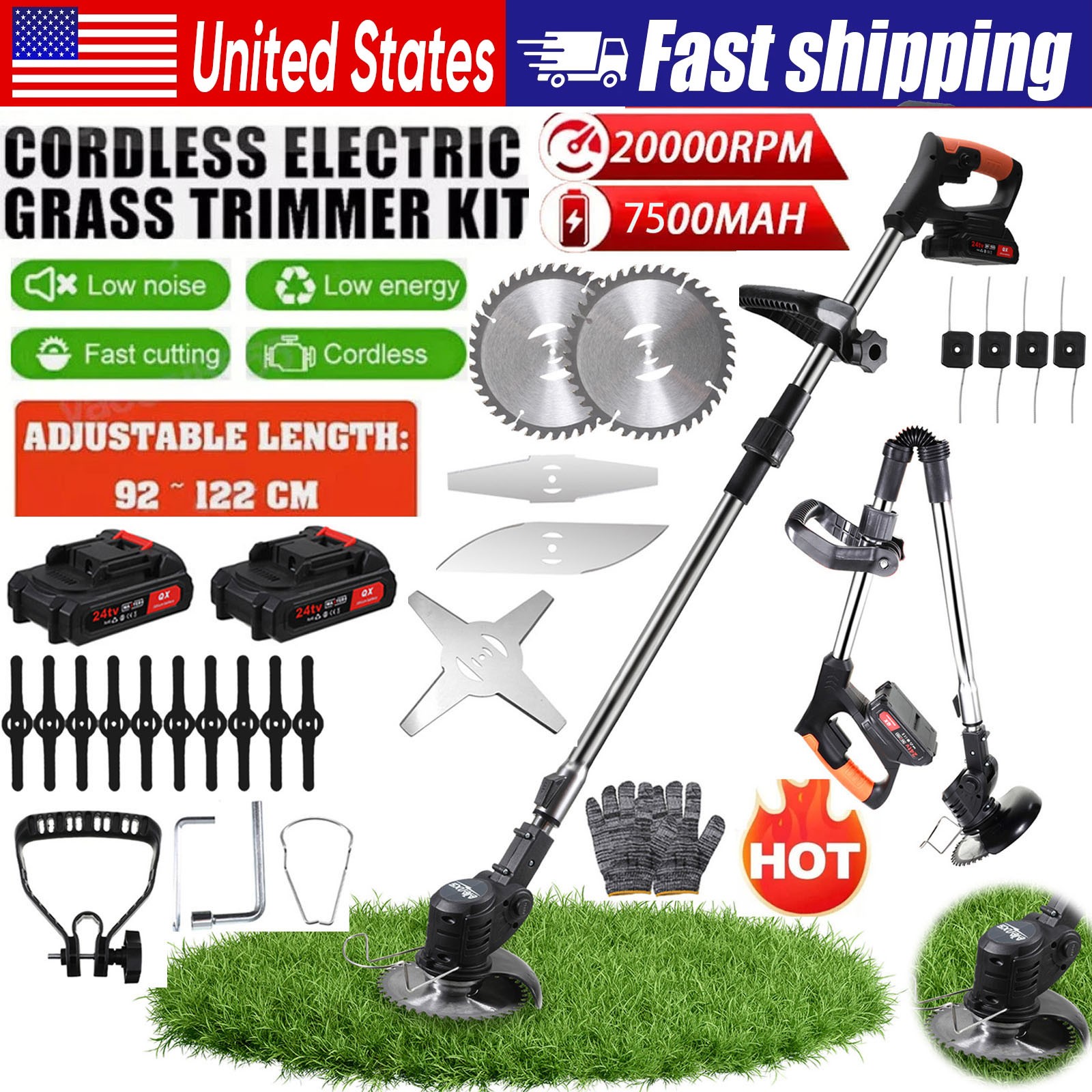 Electric Cordless Grass String Trimmer Lawn Edger Weed Wacker Cutter +2 Battery