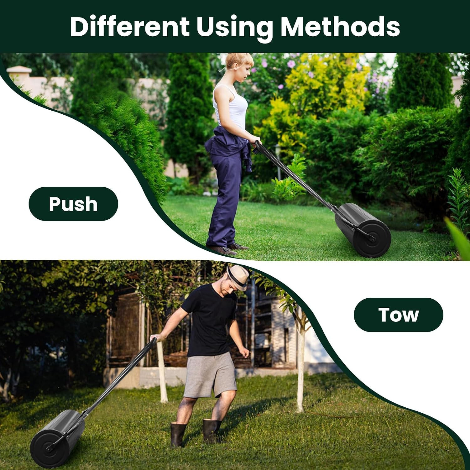 Lawn Roller, ARNOT 12X36-Inch, 63L/ 17 Gallons Heavy-Duty Push/Tow behind Water/