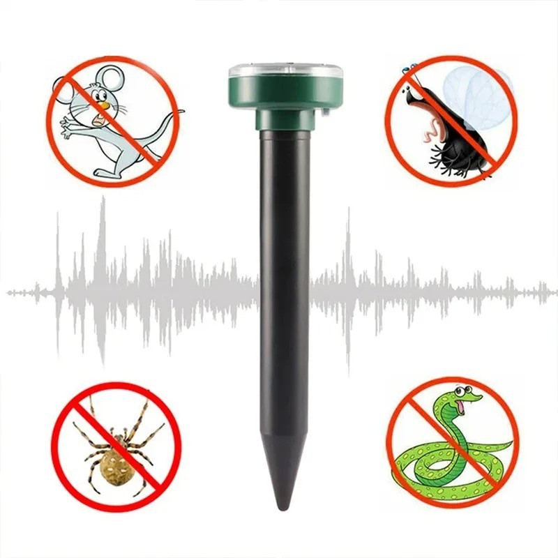4 PCs Solar Power Ultrasonic Repellent Mice Gopher Mole Snake Squirrel Repeller