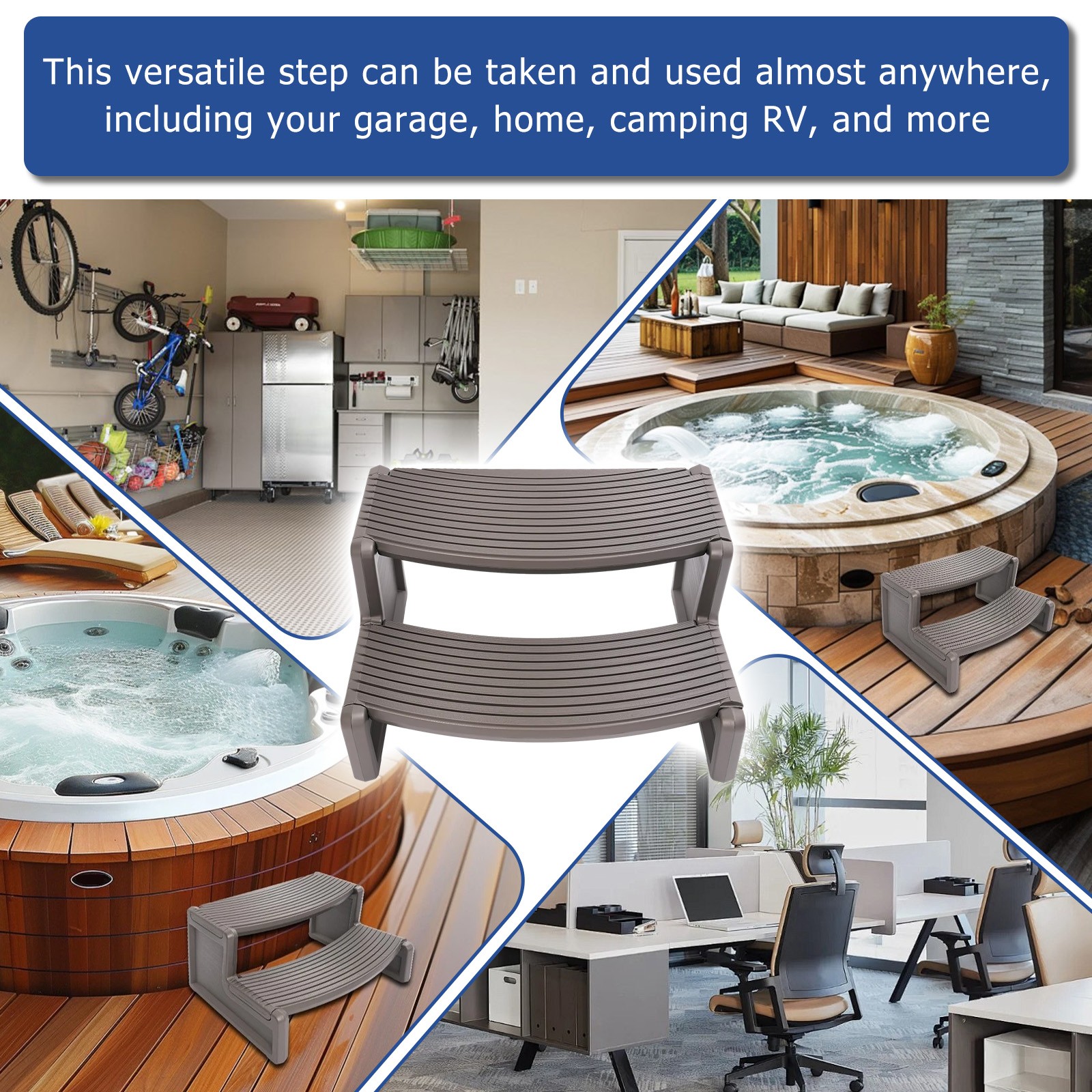 Universal Spa Hot Tub Steps No Slip Handi-Step Dark Gray/Black/Carbon Gray/Brown