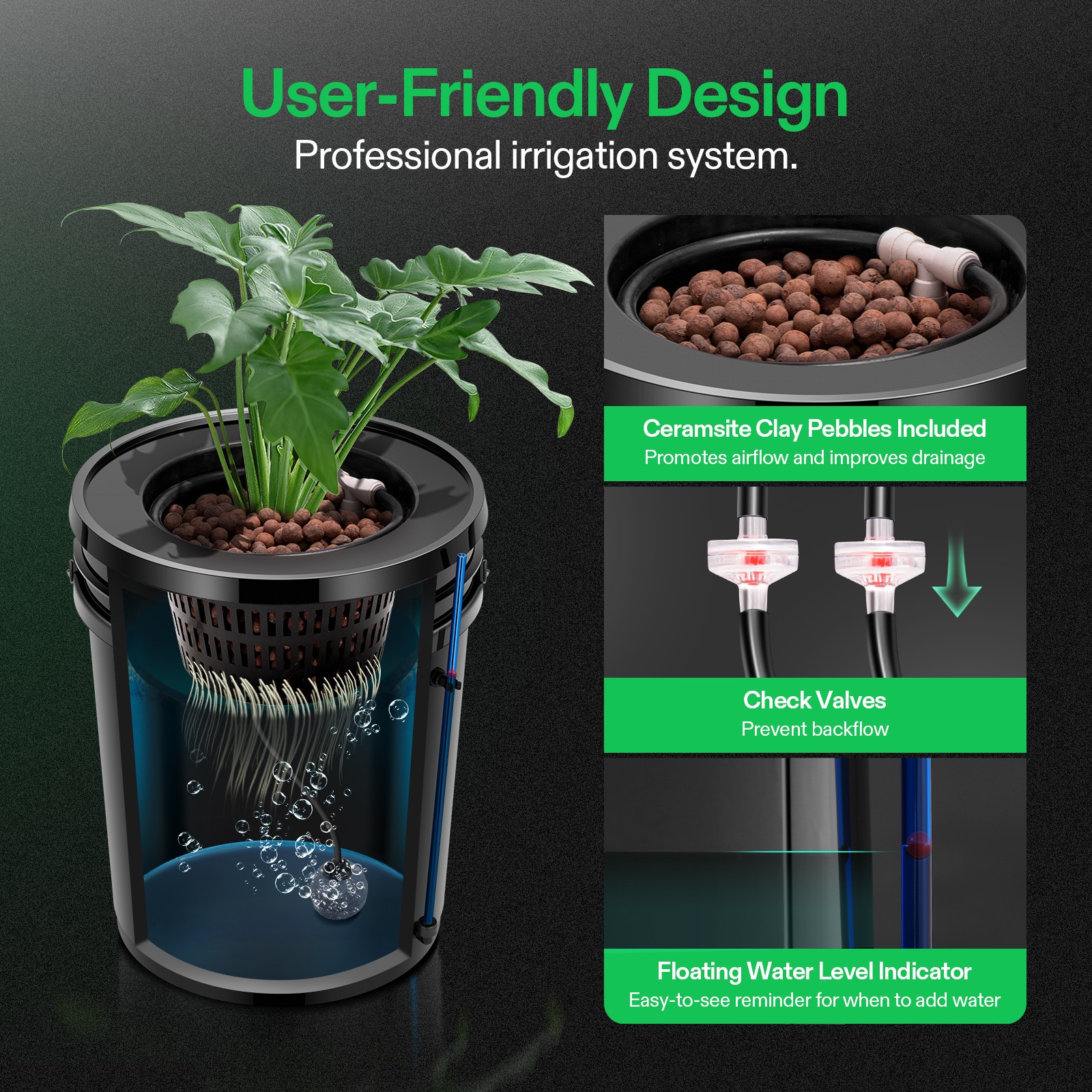 VIVOSUN 5 Gal DWC Hydroponics Grow Kits Deep Water Culture w/ 4 Buckets Air Pump