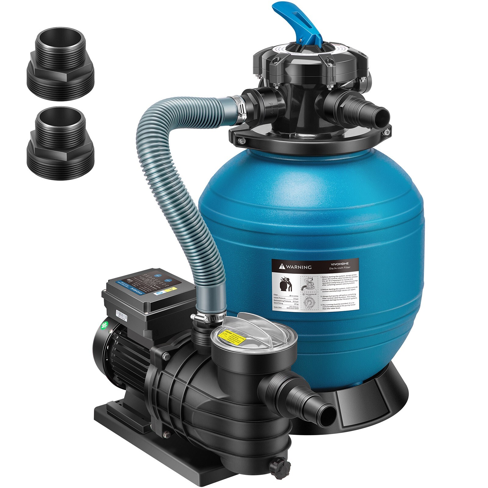 Sand Filter Above Ground w/ 1/2HP Pool Pump 2850GPH Flow 14″ 6-Way Valve & Timer