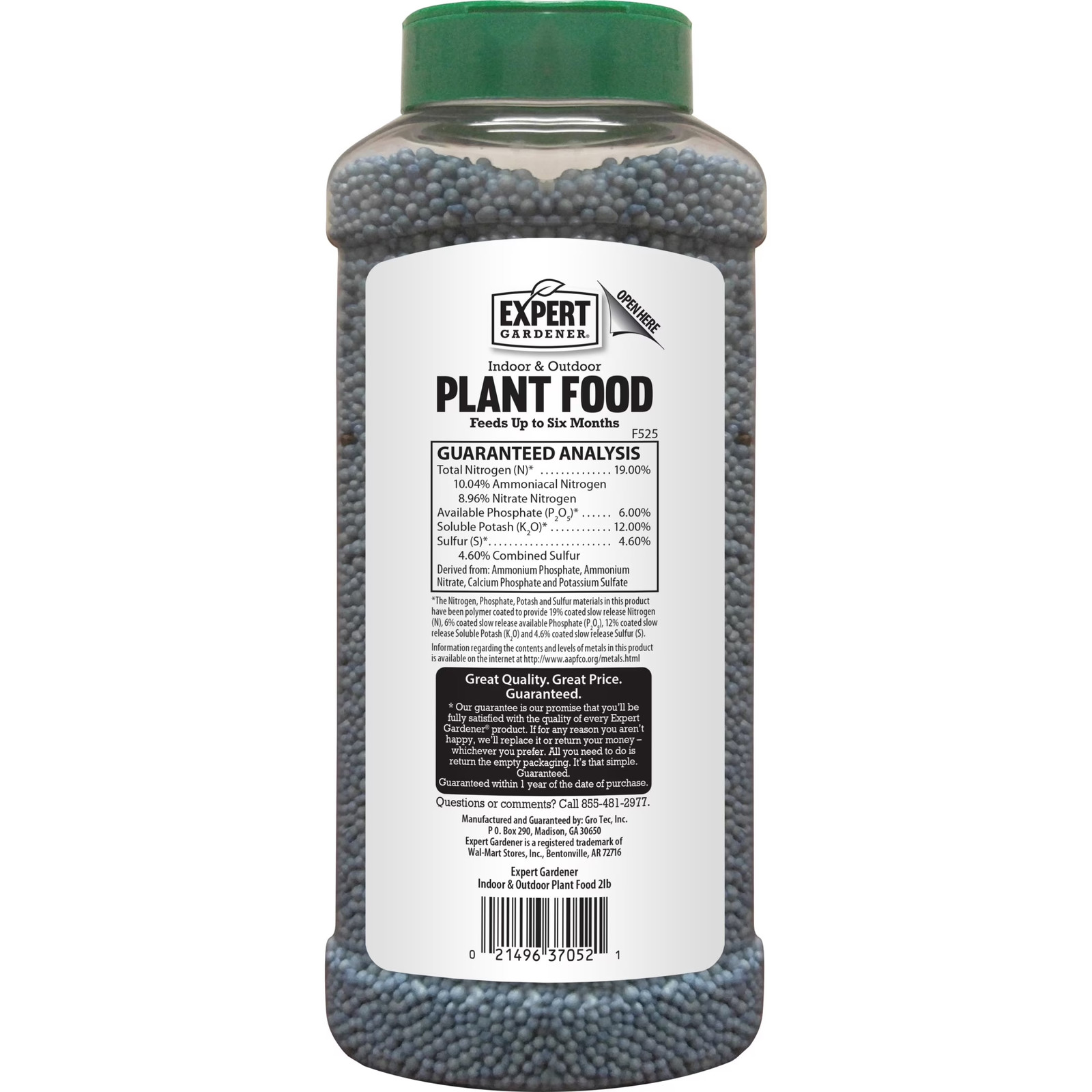 Indoor & Outdoor Plant Food 19-6-12 Fertilizer, Feeds up to 6 Months; 2 Lb.