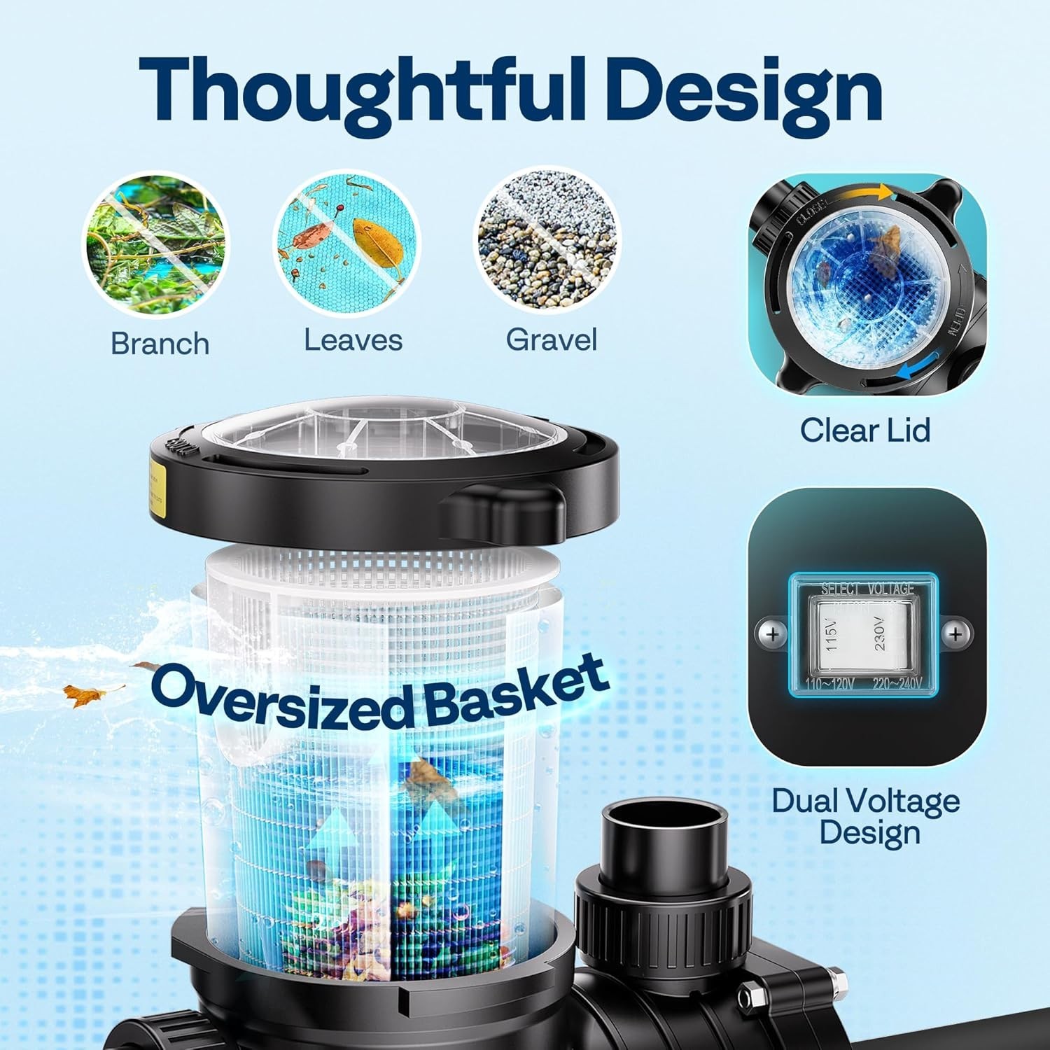 Dual Voltage Pool Pump | 115V/230V Energy Efficient