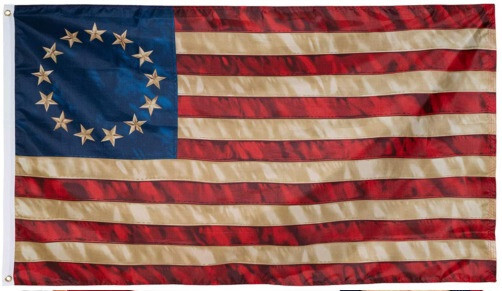Betsy Ross Flag 3×5 Ft Vintage Tea Stained 13 Stars American Flags Colonial 100D