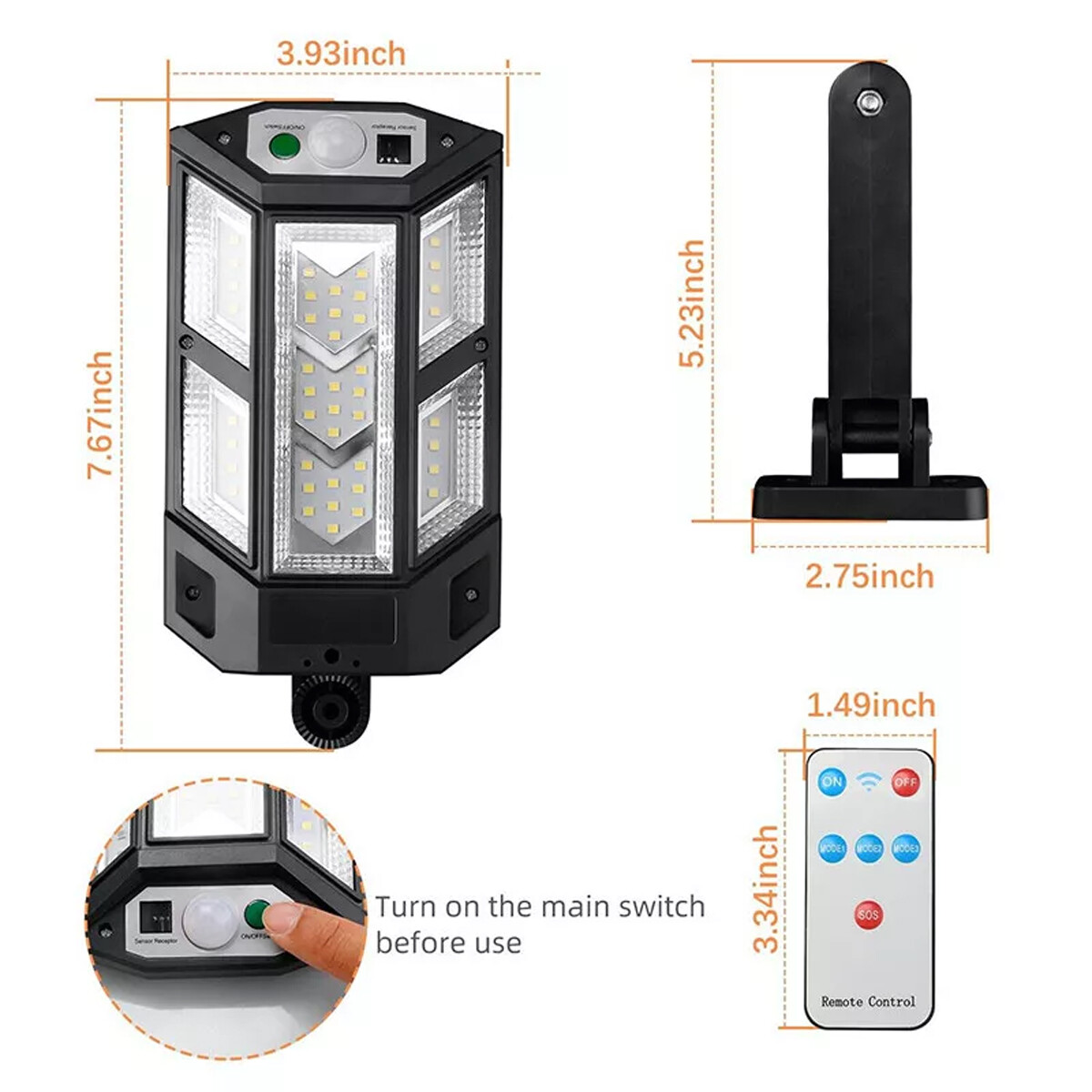 990000LM LED Solar Street Light Commercial Dusk To Dawn Outdoor Road Wall Lamp