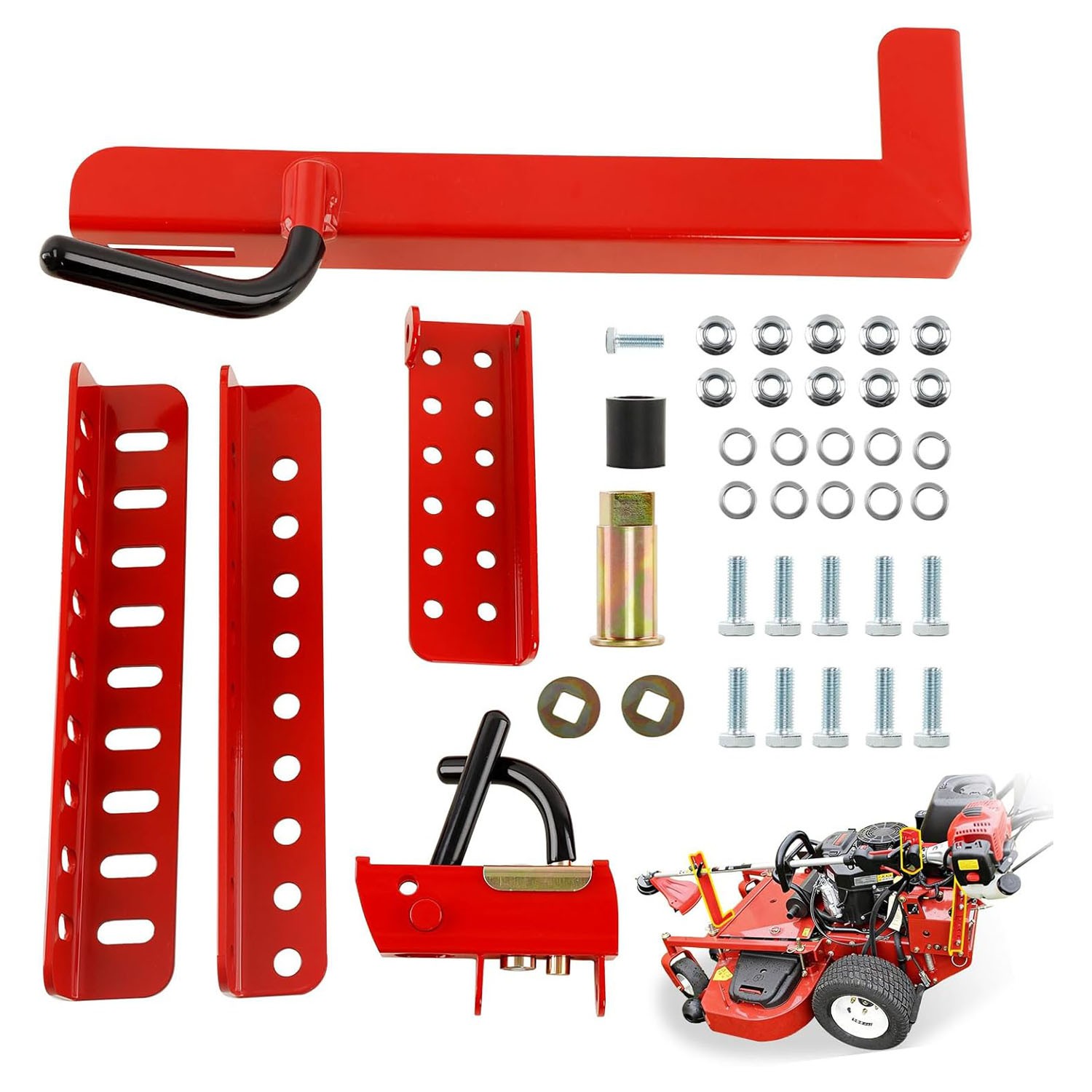 Mower Trimmer Rack Lockable For Most Walk-Behind Stand-On & ZTR Lawn Mower Red