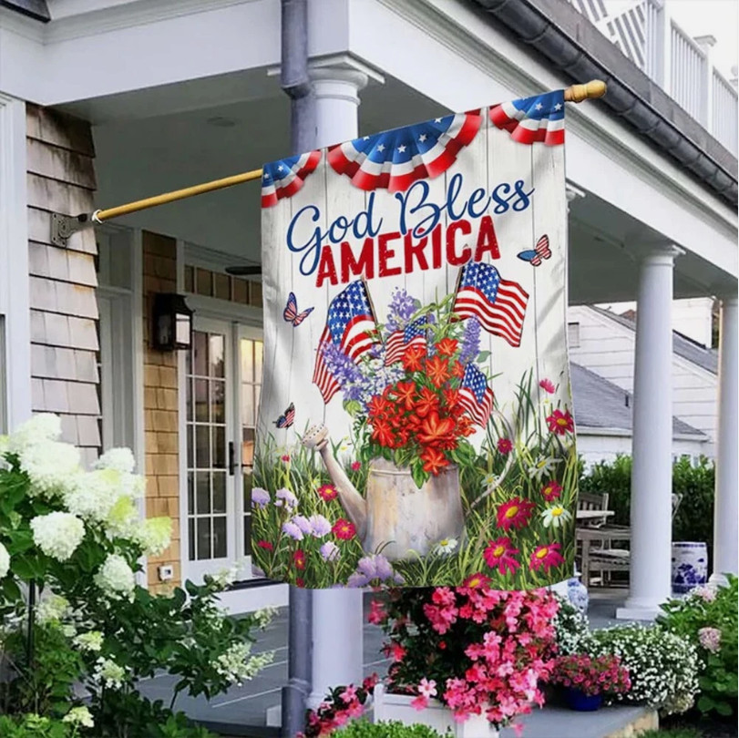 God Bless America 4th of July Patriotic Flag Garden Flag, House Flag
