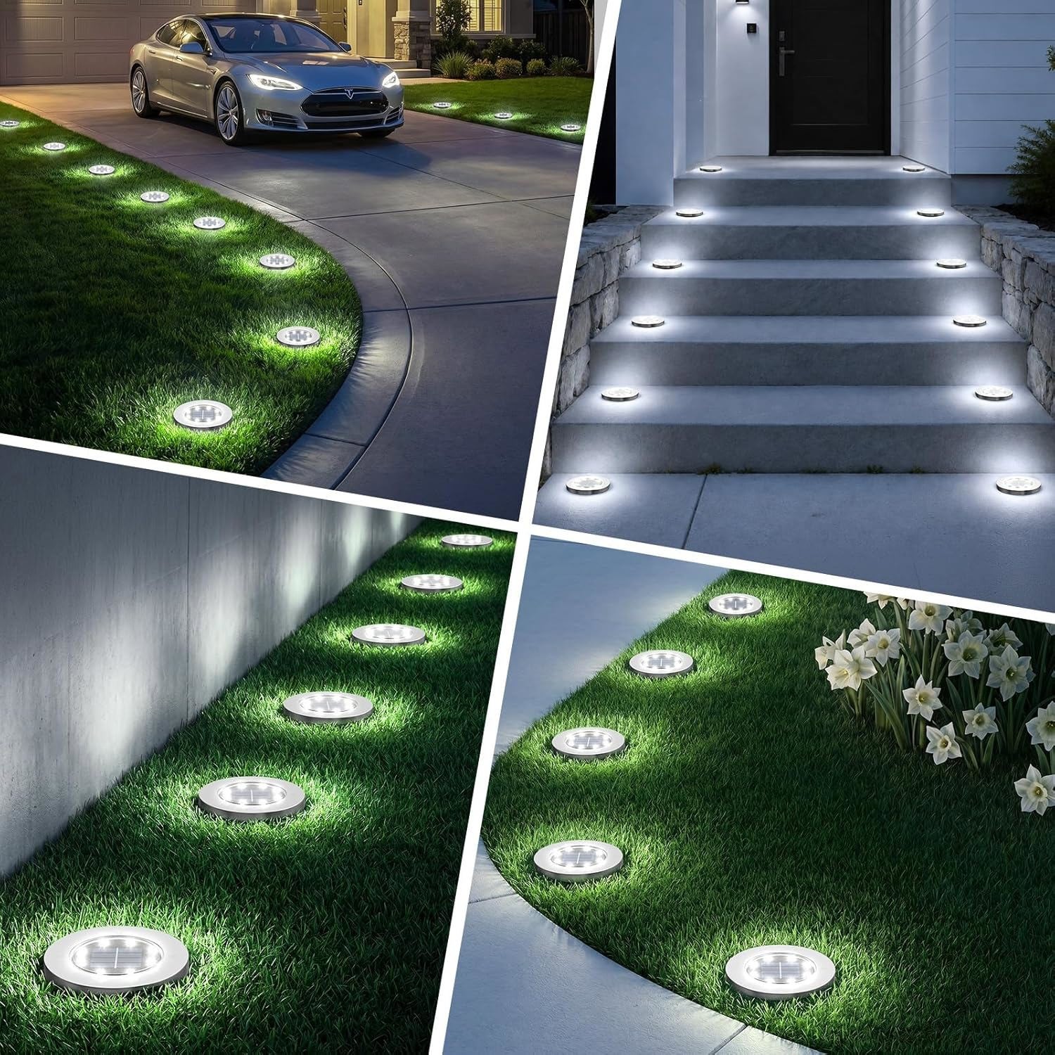 8Pack Solar Ground Lights Outdoor Buried Disk LED Lawn Pathway Garden Yard Lamp