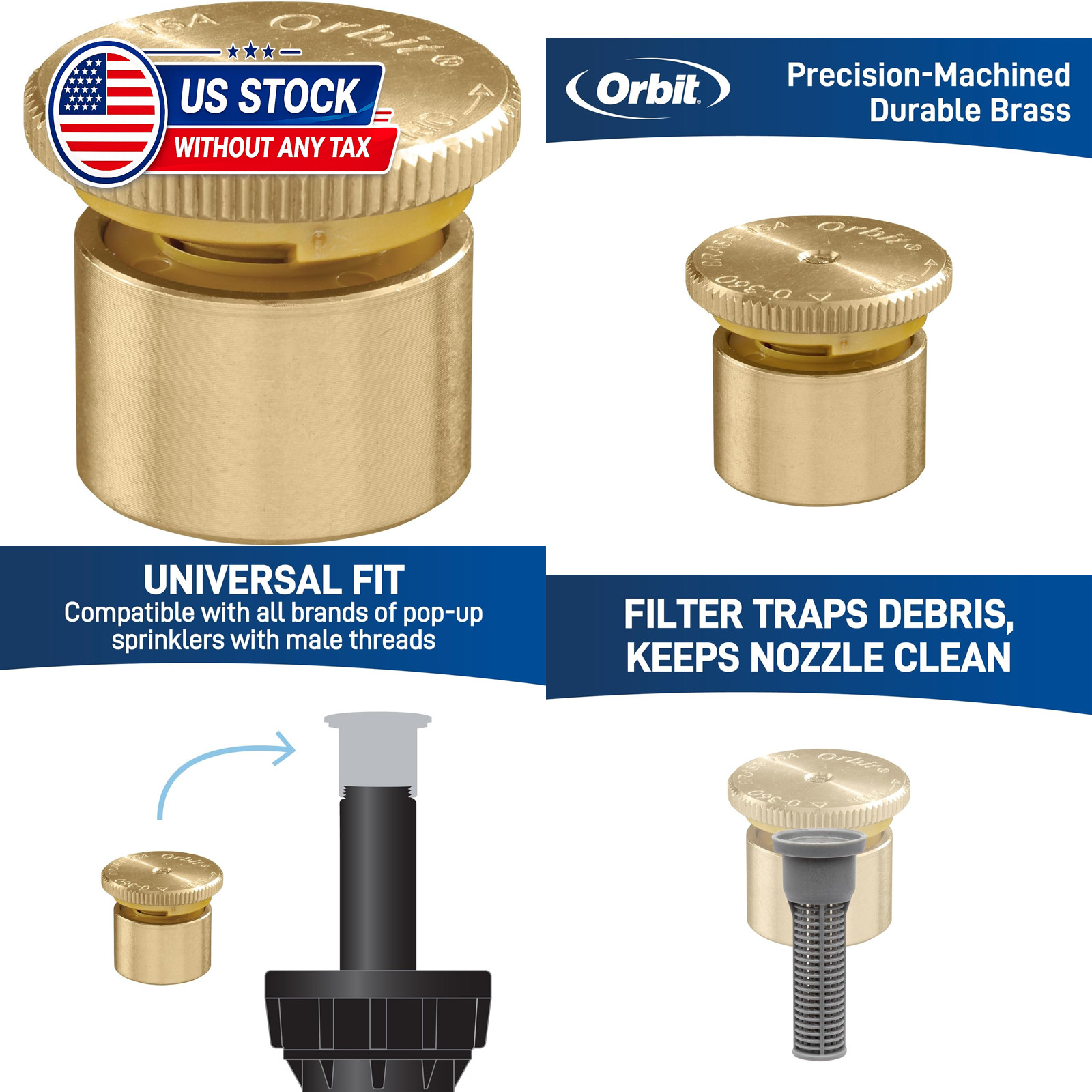 Brass Pop-Up Sprinkler Nozzle 15 Ft Adjustable Arc Garden Irrigation System