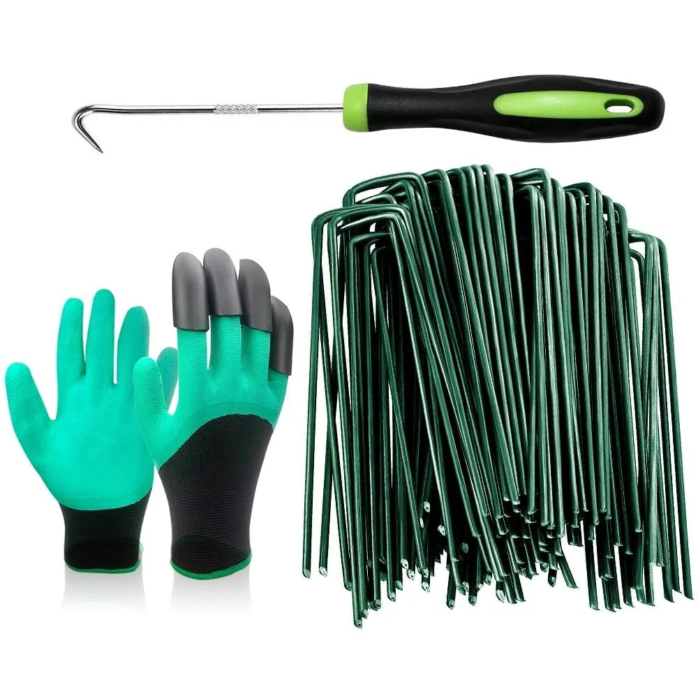 100Pcs Green Landscape Staples 6 Inch Garden Artificial Turf Stakes Staples, …
