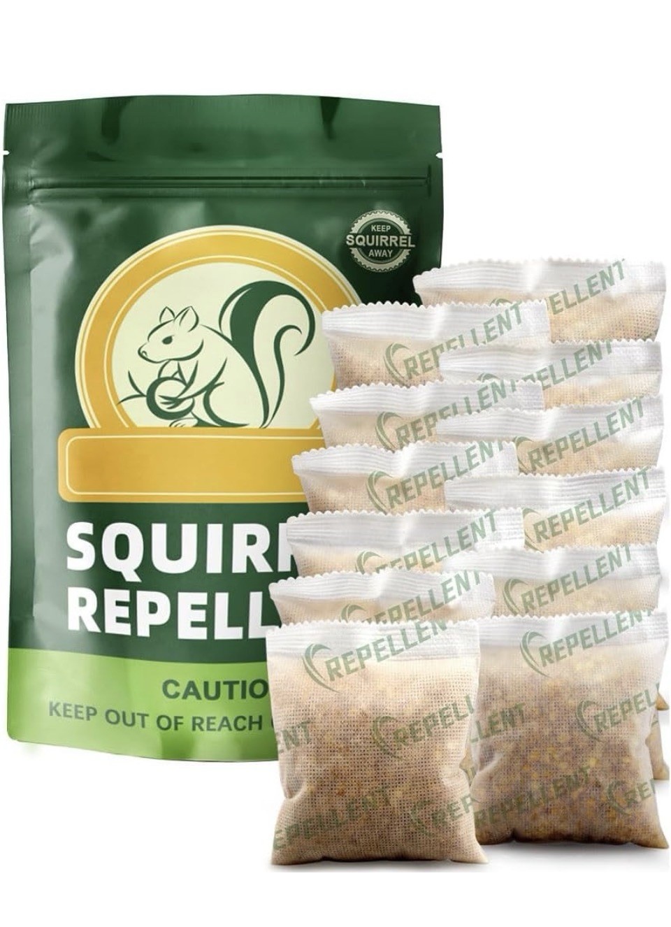 12 Pack Squirrel Repellent – Peppermint Oil Pouches Rodent Chipmunk Deterrent