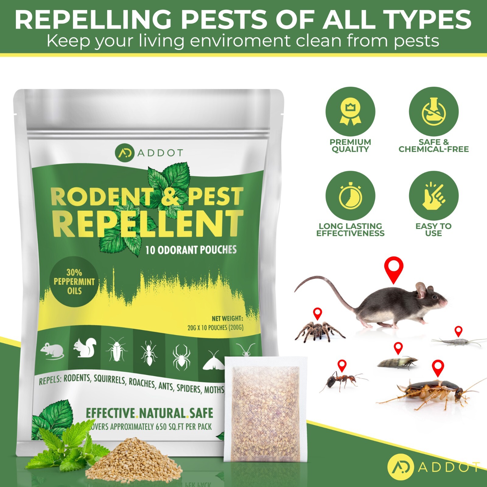 Natural Peppermint Mouse Rodent Rat Repellent 10 pack Pest Insect Control
