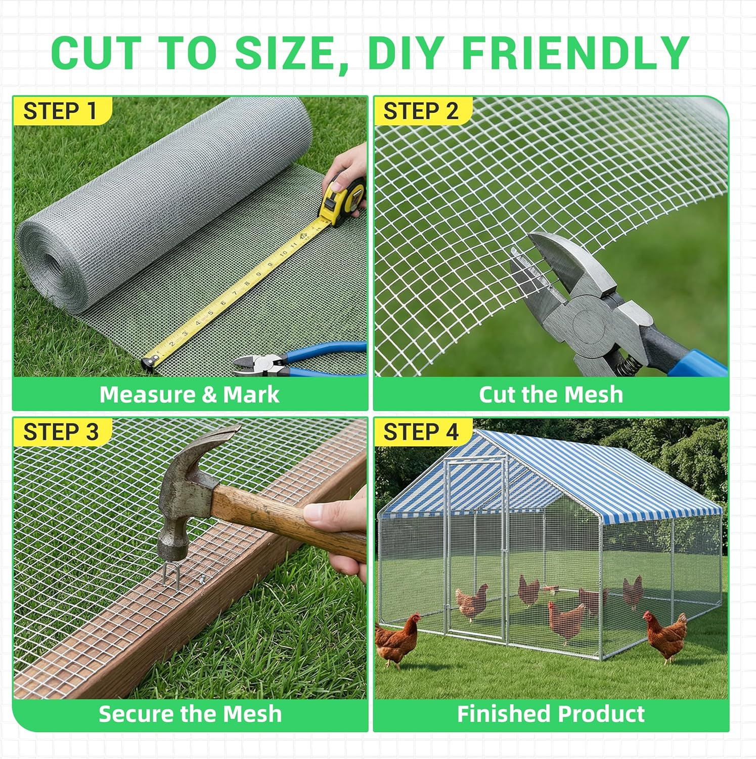 Hardware Cloth 1/2 Inch 48Inx100.1Ft 19 Gauge Square Chicken Wire Fence Mesh Rol