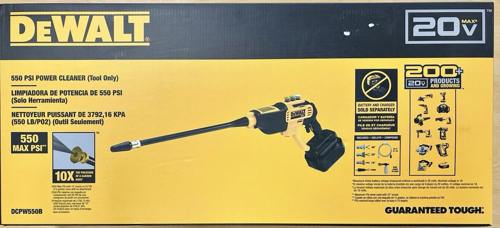 DEWALT DCPW550B 20V 550 PSI Power Cleaner Pressure Washer