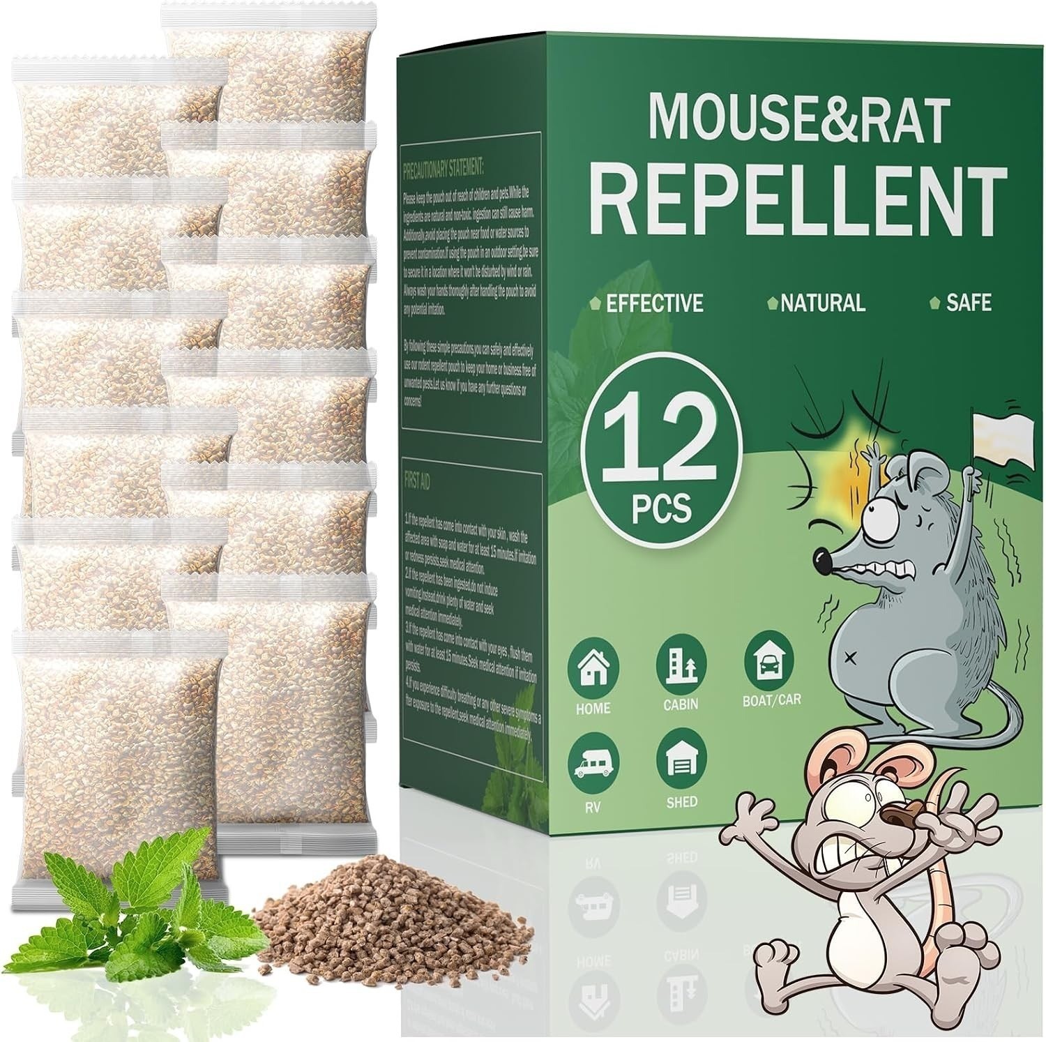 Natural Peppermint Mouse Rodent Rat Repellent,Mice Indoor&Outdoor Deterrent,12PC