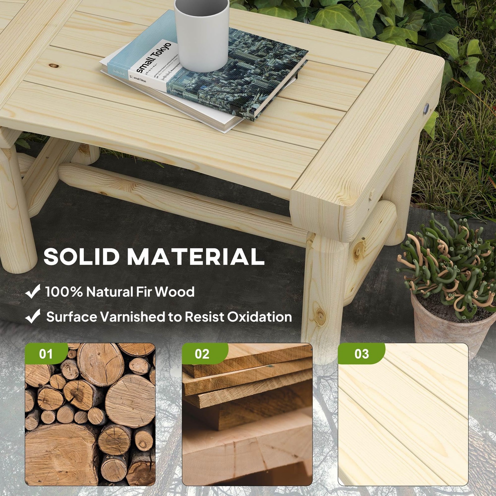 Outsunny Wooden Semicircular Round Wrap Around Garden Bench – Natural