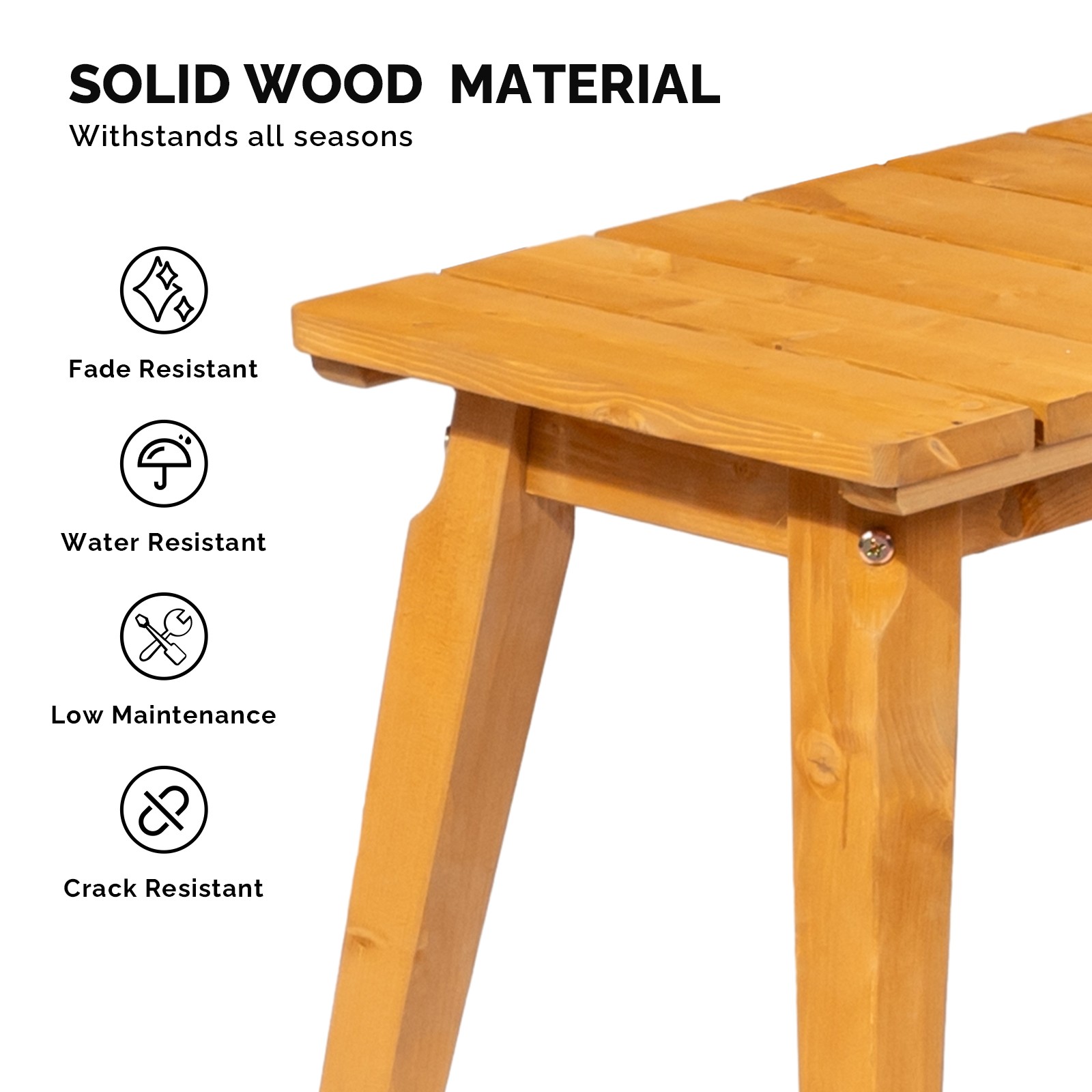 Outdoor 45inch Wooden Porch Bench Seat for Yard Deck Patio Entryway, Teak Finish