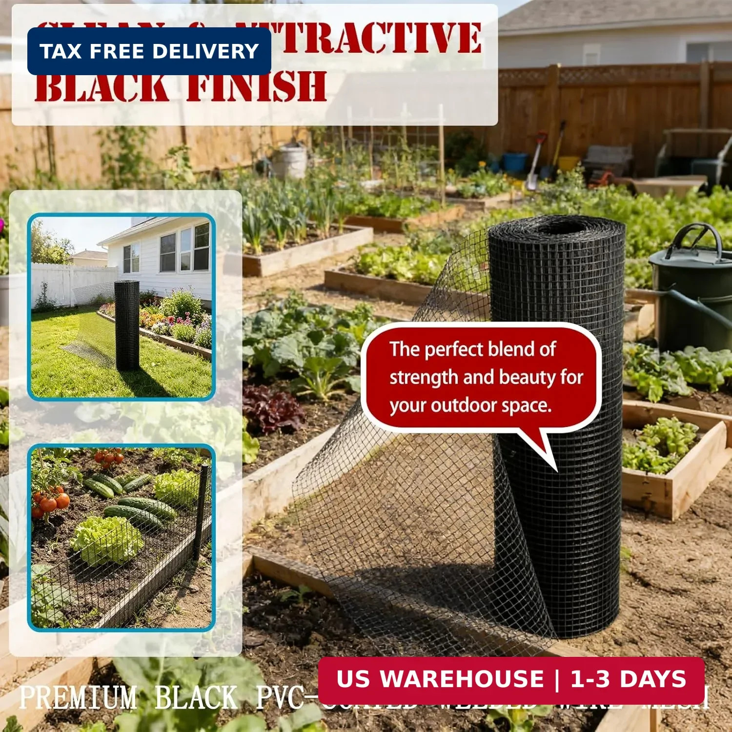 Black Hardware Cloth 1/2inx48inx100ft, 19GA, Chicken Wire Fencing Roll, Black Ch