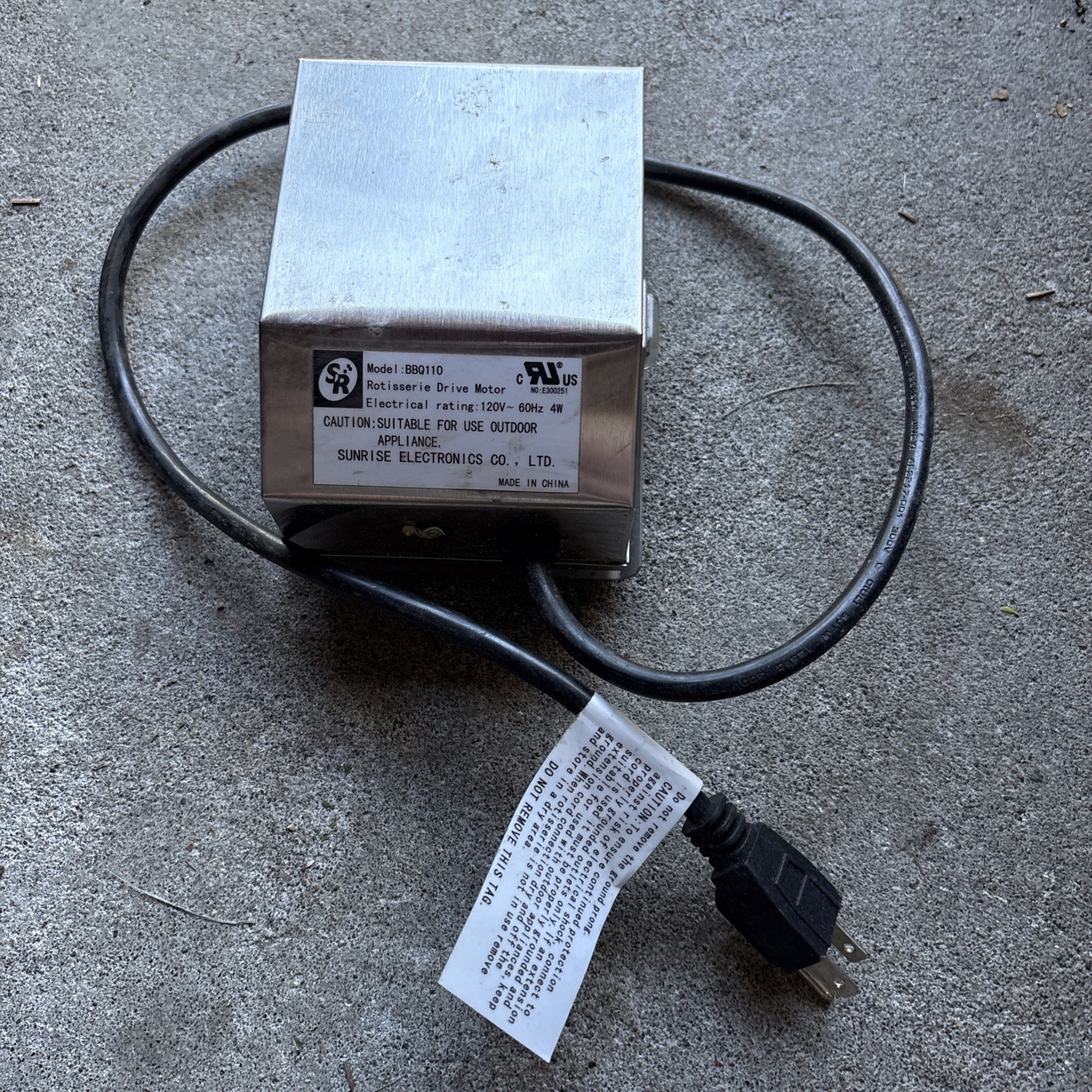 BBQ Grill Rotisserie Drive Motor BBQ110 120V 60HZ 4W Stainless Steel